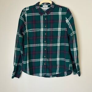 H&M Green Plaid 100% Cotton Flannel